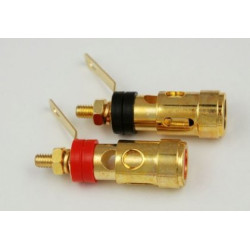 Gniazdo banan złote zaciskowe ze sprężynką czarneczerwone-Podzespoły Elektroniczne