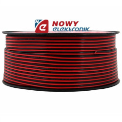 Przewód głośnik. 2x0,22 CCA czarny z paskiem-Przewody i Druty w metrażu