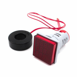 Kontrolka LED Volt+Amper+Hz czer 22mm min.0,6A 150W, 60-500VAC miernik-Podzespoły Elektroniczne