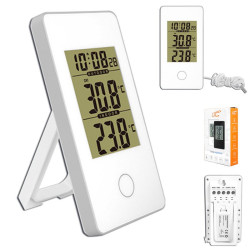 Stacja pogody STP01 biała temp, zegar,(budzik)-Dom i Ogród