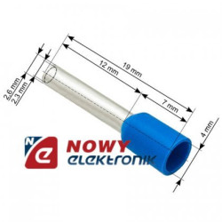 Tulejka kabl.nieb. 2.50mm L10mm IZOL.   10-12mm  TUL-RI-02510-Przewody i Druty w metrażu