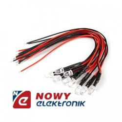 Dioda LED 5mm nieb. z przew.12V matowa przewód 20cm kontrolka-Podzespoły Elektroniczne