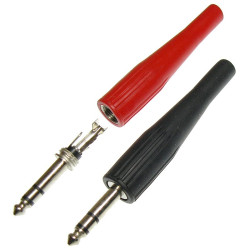 Wtyk JACK 6,3mm stereo odgiętka gumowa srebrny-Podzespoły Elektroniczne