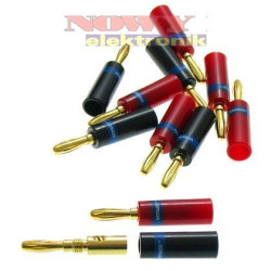 Wtyk Banan złoty plastikowy HQ. 1szt. Vitalco  czarny/czerwony-Podzespoły Elektroniczne