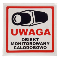 Naklejka obiekt monitorowany 20x20 cm-Monitoring CCTV