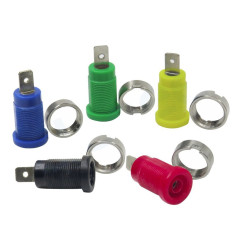 Gniazdo banan zestaw 5szt 4mm laboratoryjne 5 kolorów przykręcane-Podzespoły Elektroniczne