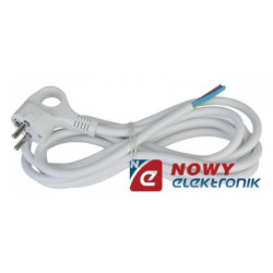 Kabel zasil. sieciowy 3m biały 3x1.5mm wtyk kątowy z uz.-Elektryka