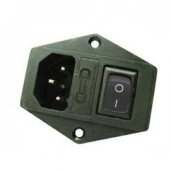 Gniazdo zasilania IEC 10A Męskie z wyłącznikiem i bezpiecznikiem-Elektryka