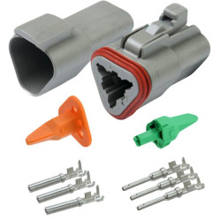 Złącze DEUTSCH 3PIN Komplet Wtyk + Gniazdo  hermetyczne-Podzespoły Elektroniczne