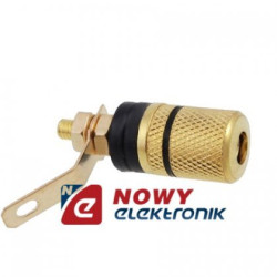 Gniazdo banan złote duże Black montażowe czarne-Podzespoły Elektroniczne