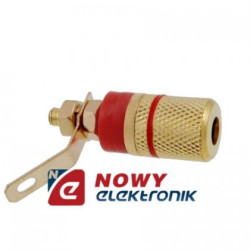 Gniazdo banan złote duże Red montażowe czerwone-Podzespoły Elektroniczne