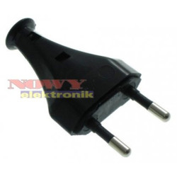 Wtyk sieciowy płaski 230V PL CZ Czarny, na kabel, zaciskany-Elektryka