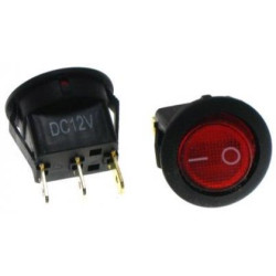 Przełącznik podświetlany 12V Cz Czerwony, okrągły SW01-DC-Podzespoły Elektroniczne