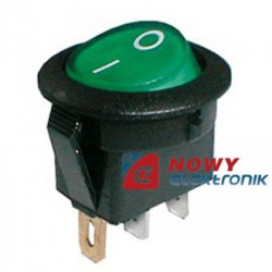 Przełącznik podświetlany 12V  Z Zielony, okrągły SW01-DC-Podzespoły Elektroniczne