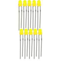 Dioda LED 3mm Żółta 10 Sztuk Zestaw-Podzespoły Elektroniczne