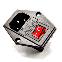 Gniazdo IEC 250V z wył. i bezp. 10A męskie, wyłącznik i bezpiecznik-Elektryka