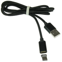 Kabel USB/USB-C Magnet. Czarny 1m TYP-C 2.4A z LED NEPOWER magnetyczny-Kable i Przyłącza RTV i PC