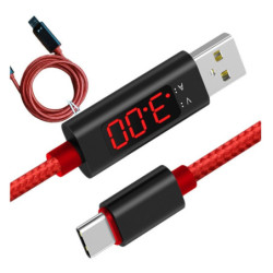 Kabel USB/USB-C 1m z pomiarem Woltomierz i amperomierz miernik-Kable i Przyłącza RTV i PC