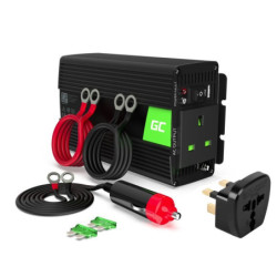 Przetwornica 12V/230V 300/600W Modyfikowany sinus GreenCell UK z adapt