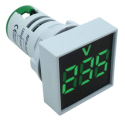 Kontrolka LED Voltomierz zielony 22mm 60-500VAC kwadrat miernik napięcia-Podzespoły Elektroniczne