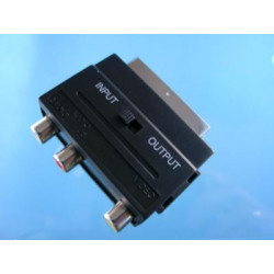 Przejście Scart - 3 RCA Wt/Gn Adapter z przełącznikiem In/Out-RTV SAT DVB-T
