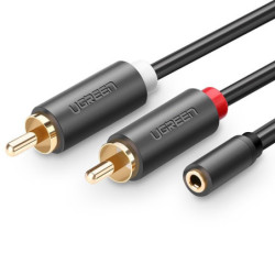 Kabel Audio Jack 3,5 - 2xRCA Wt. UGREEN AV102 10561, Gniazdo Jack, 25cm H-Kable i Przyłącza RTV i PC