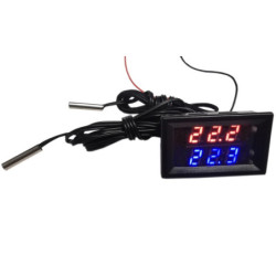 Termometr panelowy LED podwójny -40°C do 80°C  czer/nieb 4x20 T2 zas. 5--Dom i Ogród