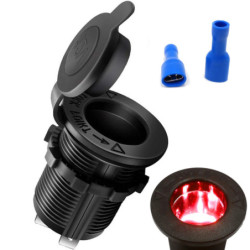 Gniazdo zapalniczki podświetlane 12V czerwone  hermetyczne-Motoryzacja