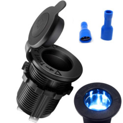 Gniazdo zapalniczki podświetlane 12V niebieskie  hermetyczne-Motoryzacja