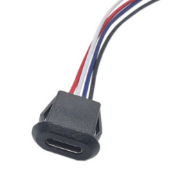 Gniazdo USB-C Do zabudowy czarne Zatrzask, 4 przewody-Podzespoły Elektroniczne