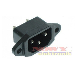 Wtyk Komp. C14 Montażowy AC 10A Gniazdo zasilania męskie, do obudowy-Elektryka