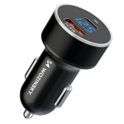 Ładowarka USB samochodowa 36W Wozinsky USB/USB-C, Woltomierz