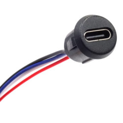 Gniazdo USB-C do zabudowy czarne okrągłe, 4 przewody-Podzespoły Elektroniczne