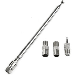 Antena teleskopowa 75cm Zestaw z 3 adapterami radiowa FM JACK-RTV SAT DVB-T