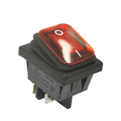 Przełącznik KCD4-R ON-OFF 2T Red Podświetlany Hermetyczny IP65 250V/16A-Podzespoły Elektroniczne