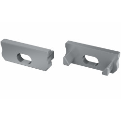 Profil LED - Zaślepka D z otworem, Szara, Do profilu Typ D, Aluminium